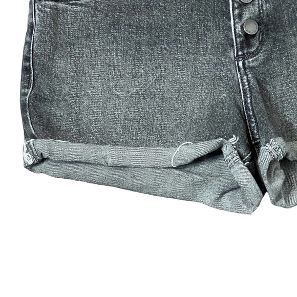 Universal Thread Cuff Hem Button Fly Short Women 25R Shortie Hi-Rise Black Denim - Picture 3 of 8